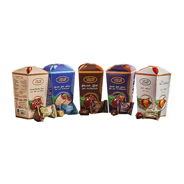 Al Tahan Box of Dates with Chocolate, Coffee and Caramel Fanoos 200 Gram