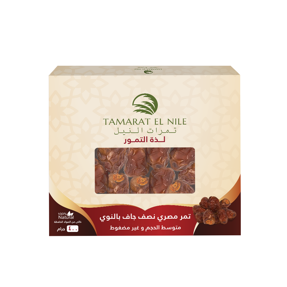 Nile dates with almonds, 200 gm, in transparent plastic, 24 pieces